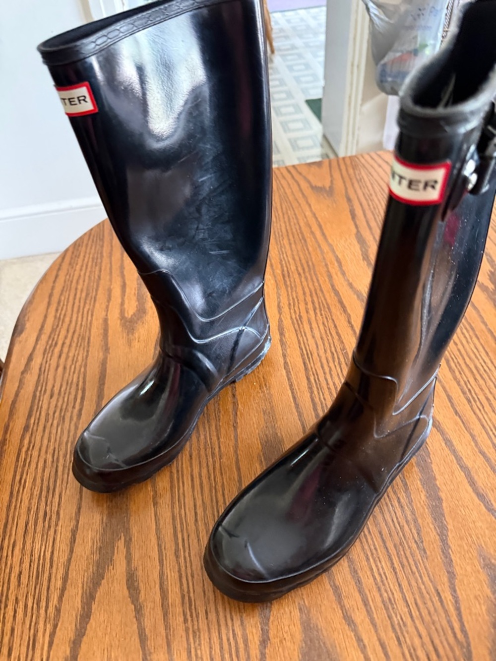Hunter Gloss Black Knee-High Rain Boots